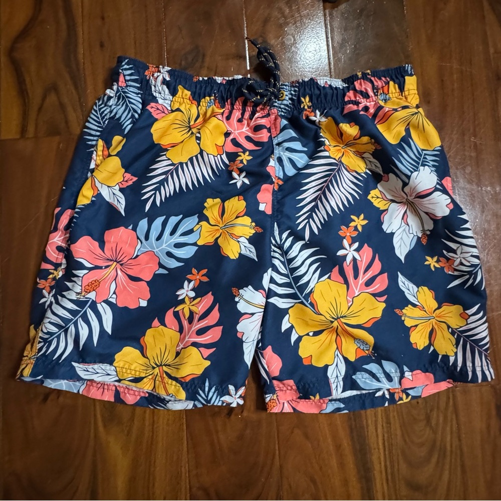 George Men's Floral Swim Trunks - Navy, Yellow, Coral